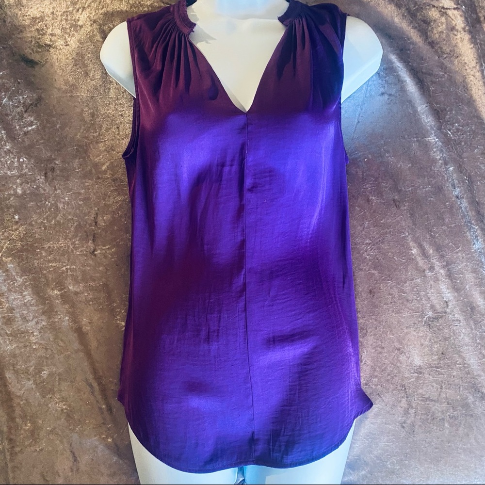 ANA Silky Sleeveless Ruffle Trapeze Blouse